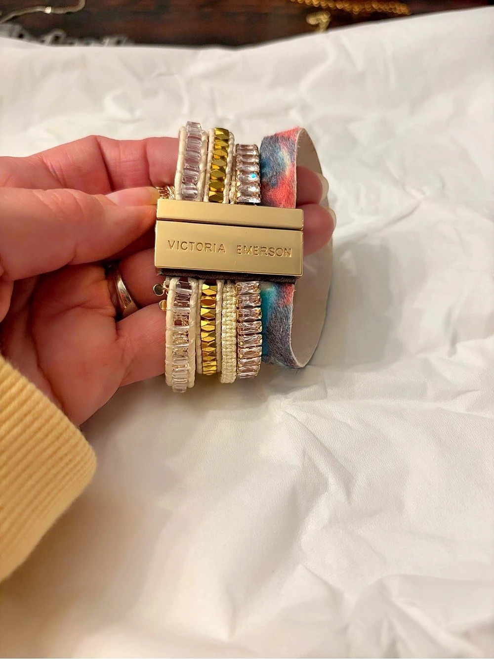 Victoria Emerson Multi-Strand Wrap Bracelet in Gold & Multicolor